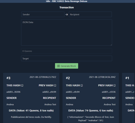 Snapshot Applicazione React BlockChain